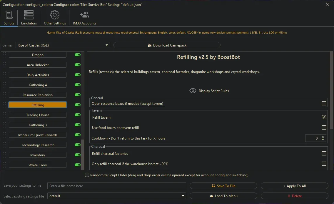 Rise of Castles Bot - Refilling
