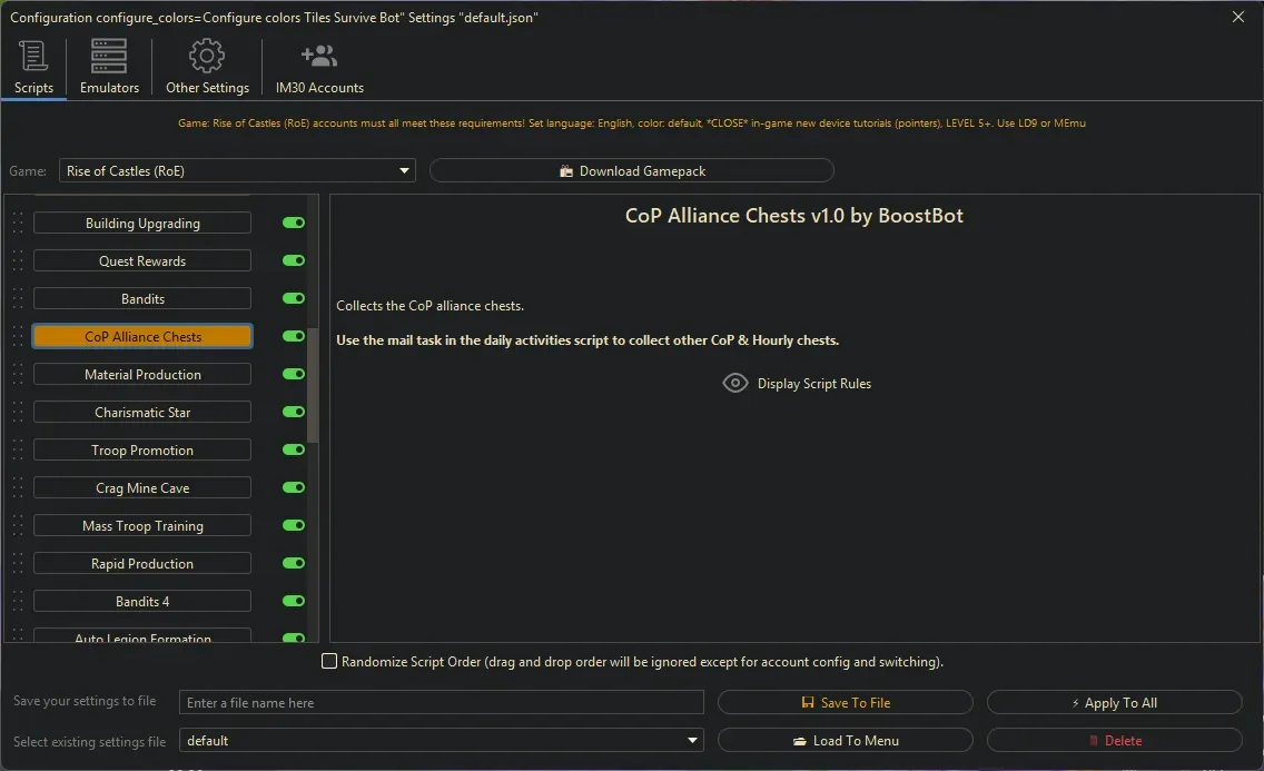 Rise of Castles Bot - CoP Alliance Chests